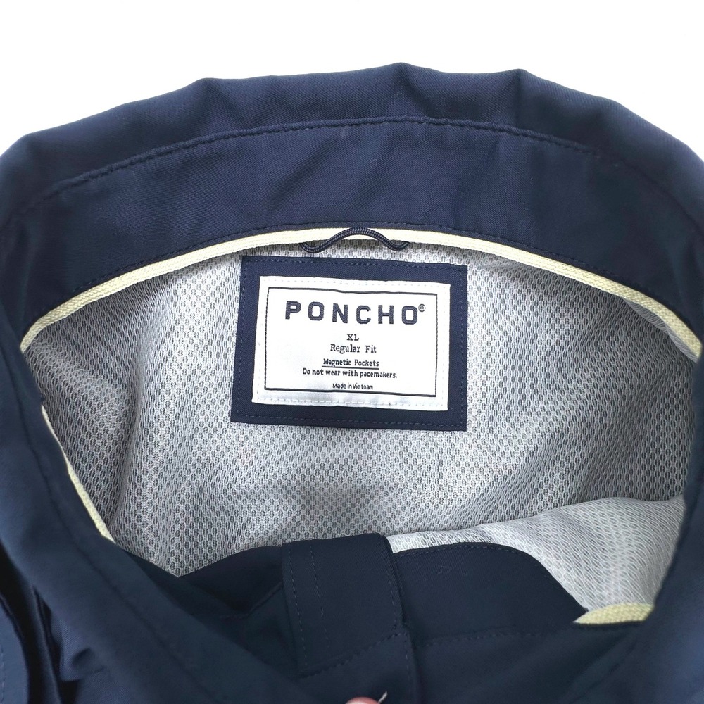 Poncho Outdoors Mens XL Regular Fit Fishing Shirt Navy Blue Magnetic Pocket Long - Picture 5 of 10
